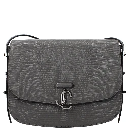 Gray Leather Crossbody Bag