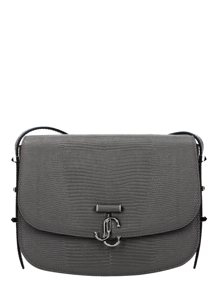 Gray Leather Crossbody Bag