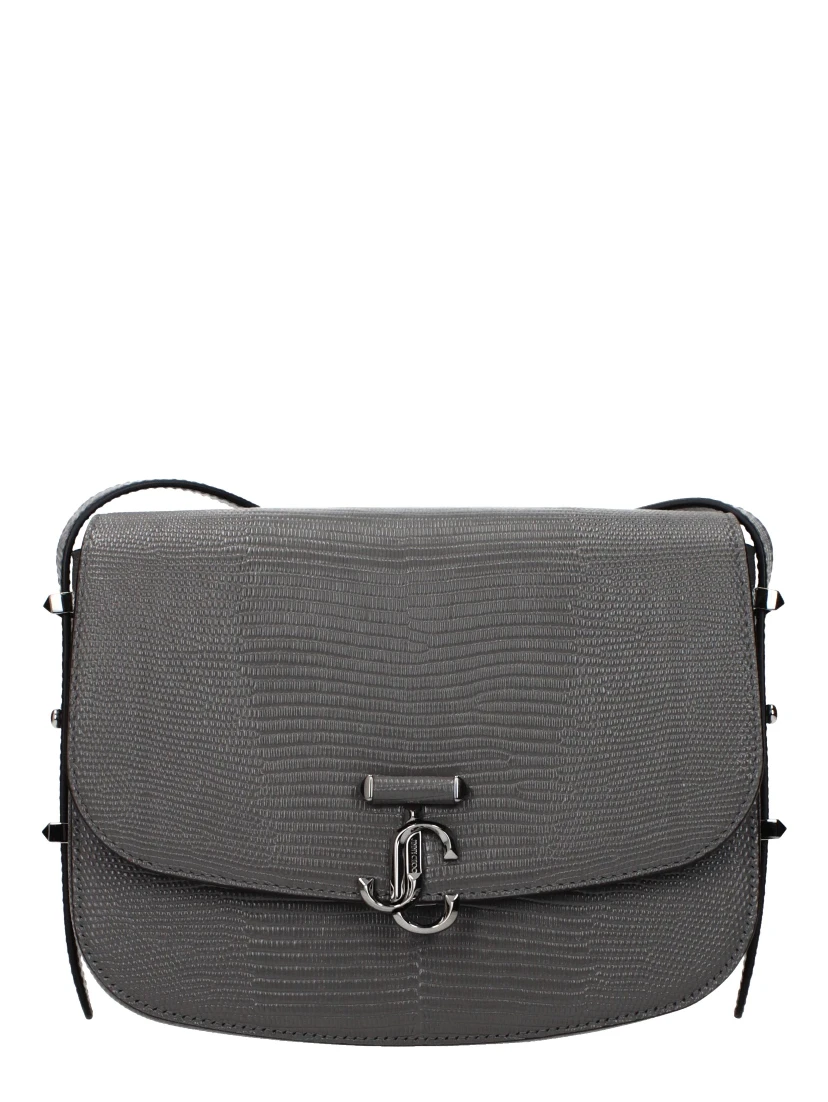 Gray Leather Crossbody Bag