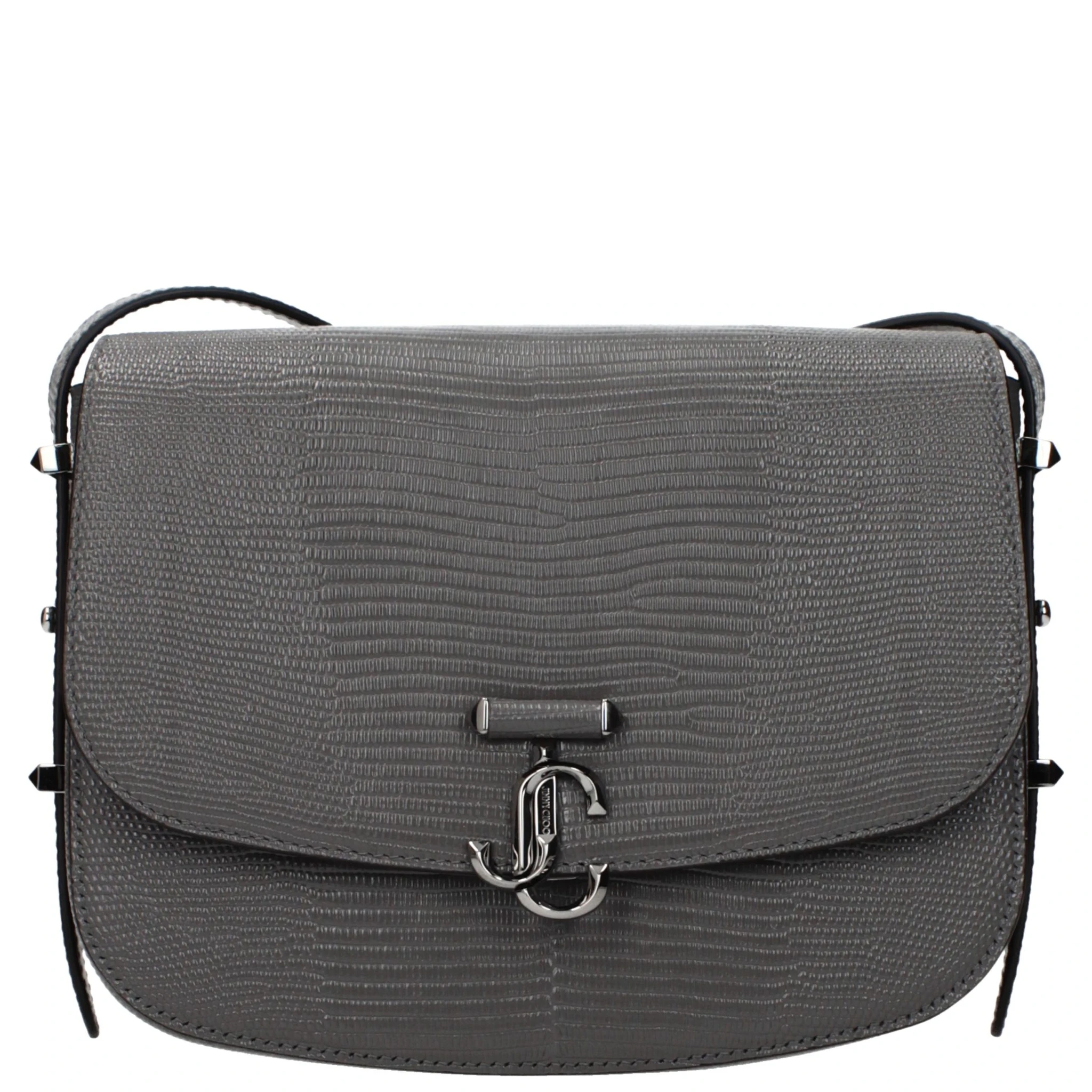 Gray Leather Crossbody Bag