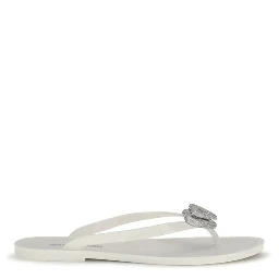 White Rubber Flat Sandals