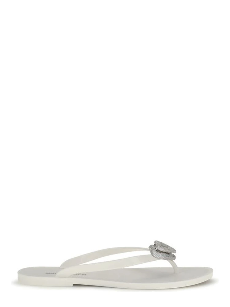 White Rubber Flat Sandals