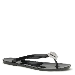 Black Rubber Flat Sandals