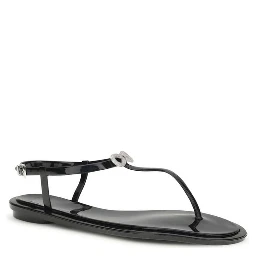 Black Rubber Flat Sandals