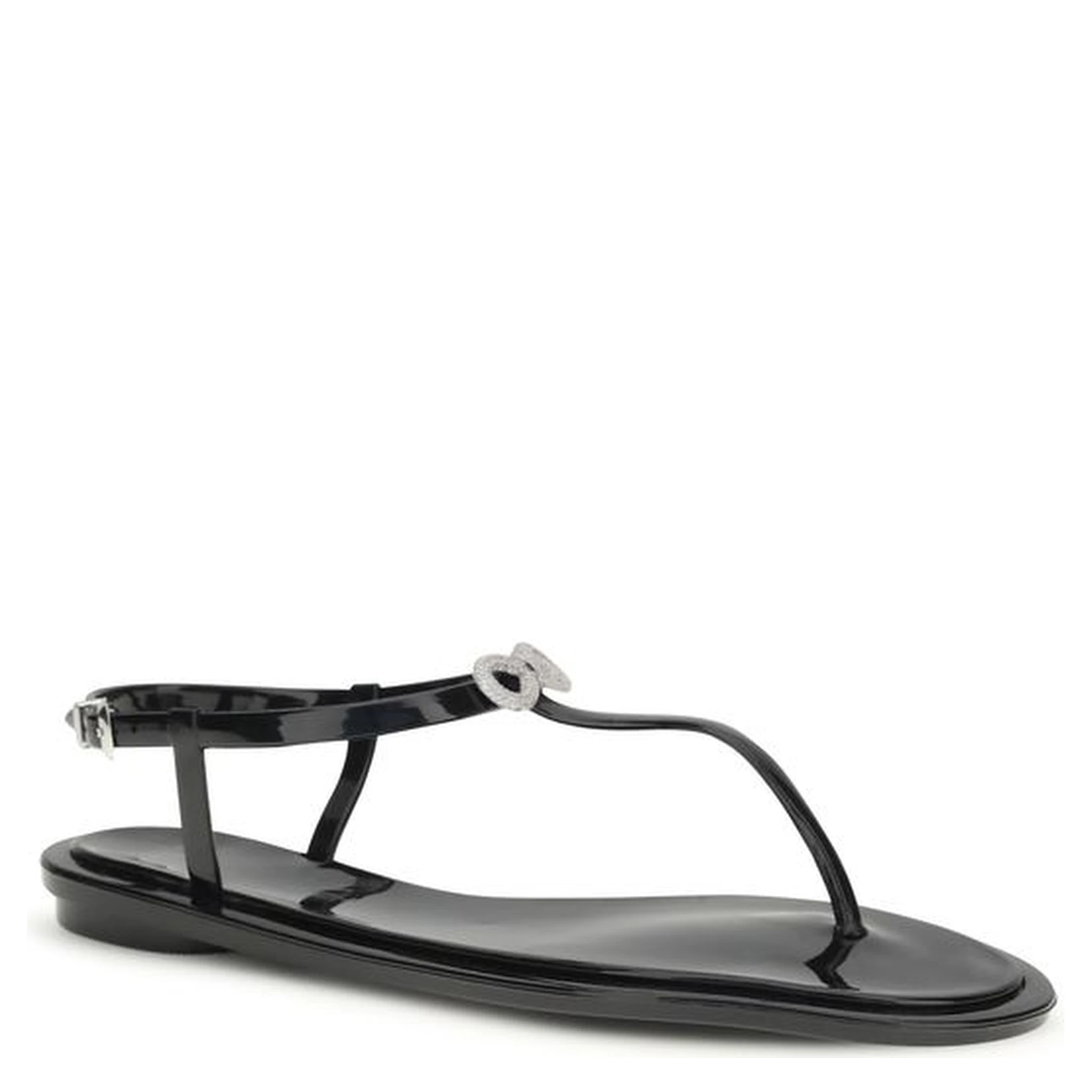 Black Rubber Flat Sandals