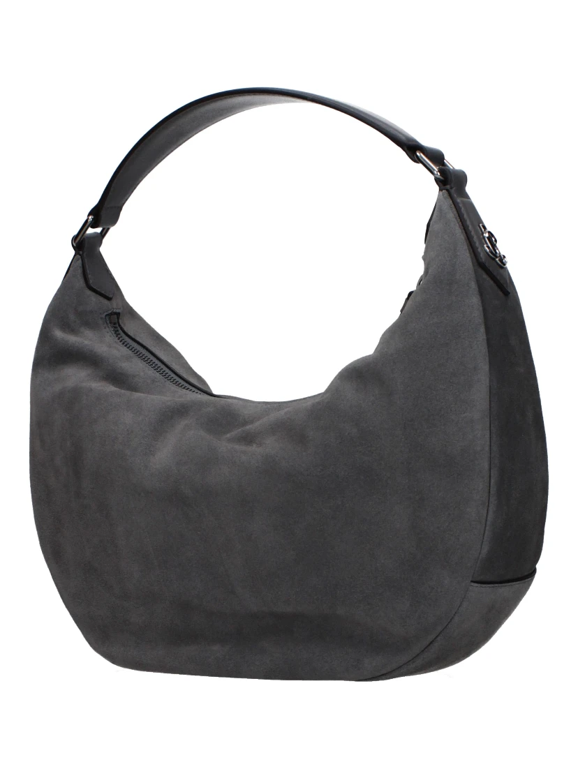 Gray Leather Shoulder Bag