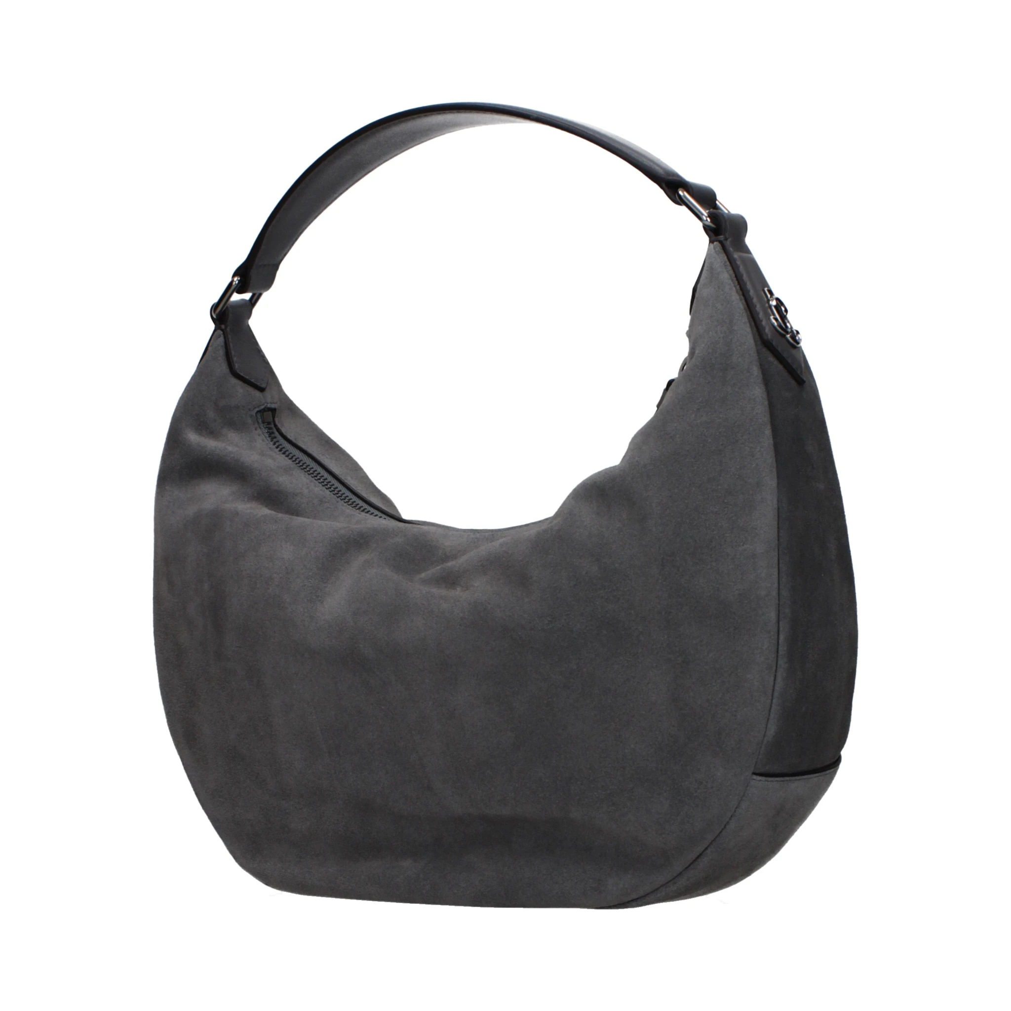 Gray Leather Shoulder Bag