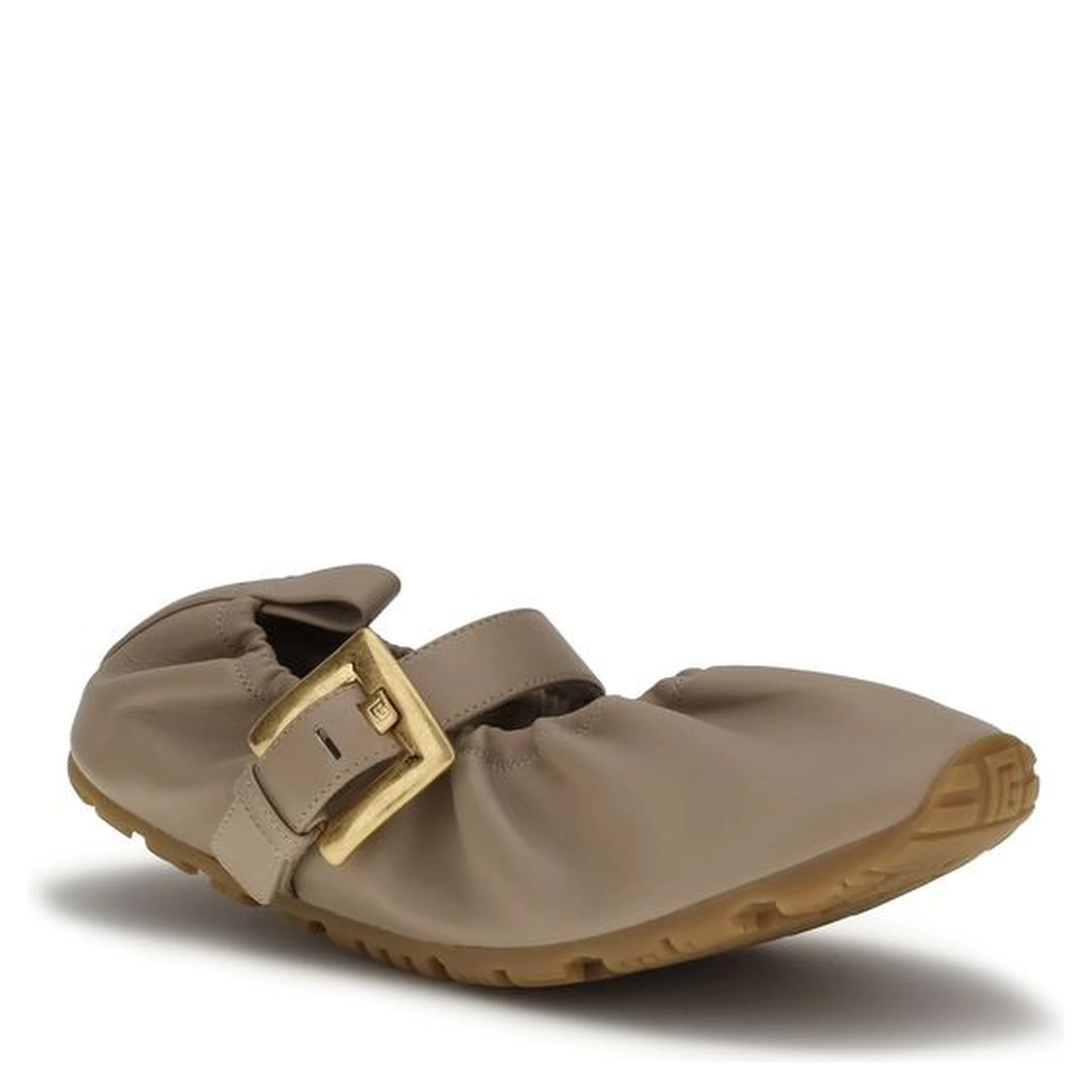 Beige Calf Leather Bos Taurus Ballet Flats