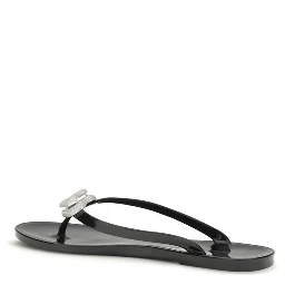 Black Rubber Flat Sandals