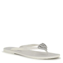 White Rubber Flat Sandals