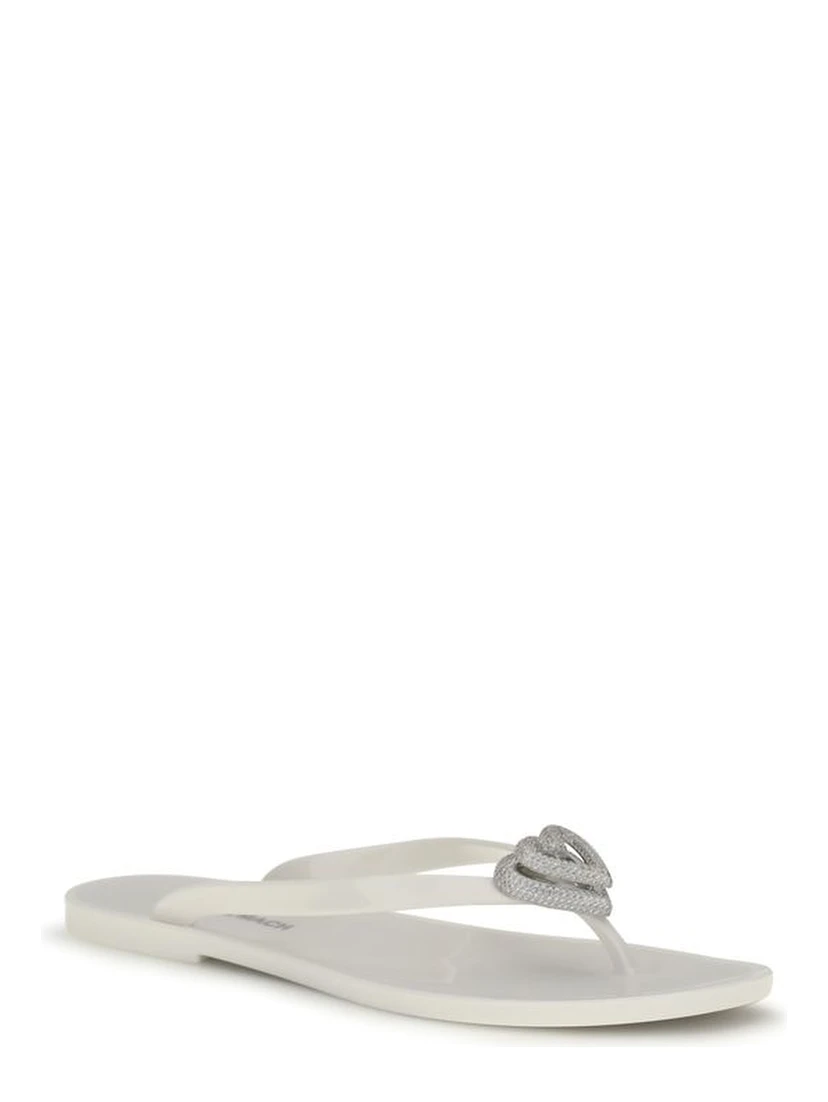 White Rubber Flat Sandals