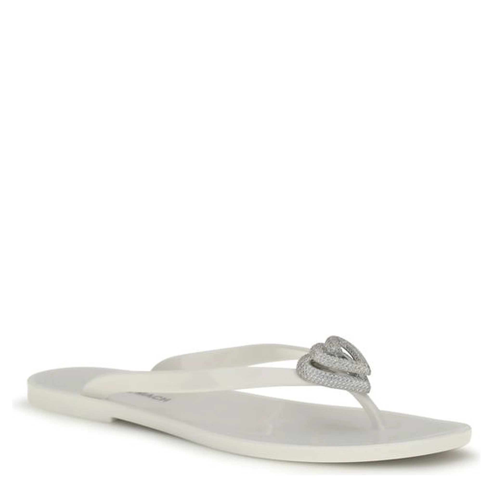White Rubber Flat Sandals