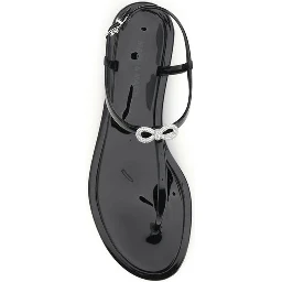 Black Rubber Flat Sandals