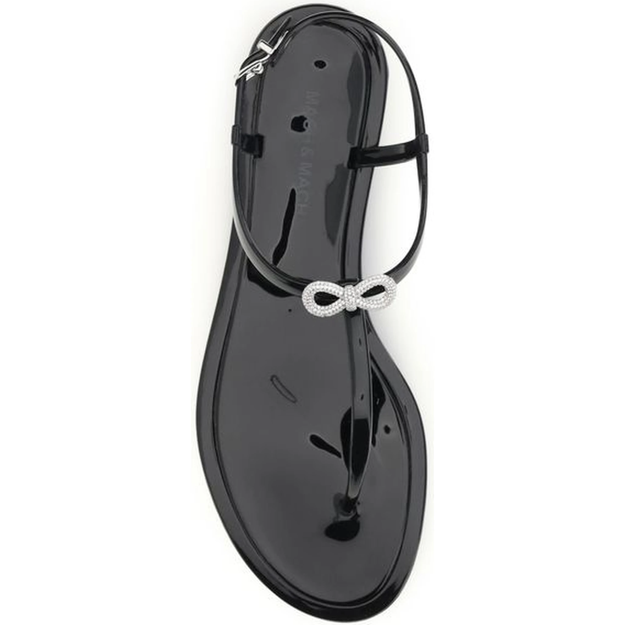 Black Rubber Flat Sandals