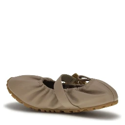 Beige Calf Leather Bos Taurus Ballet Flats