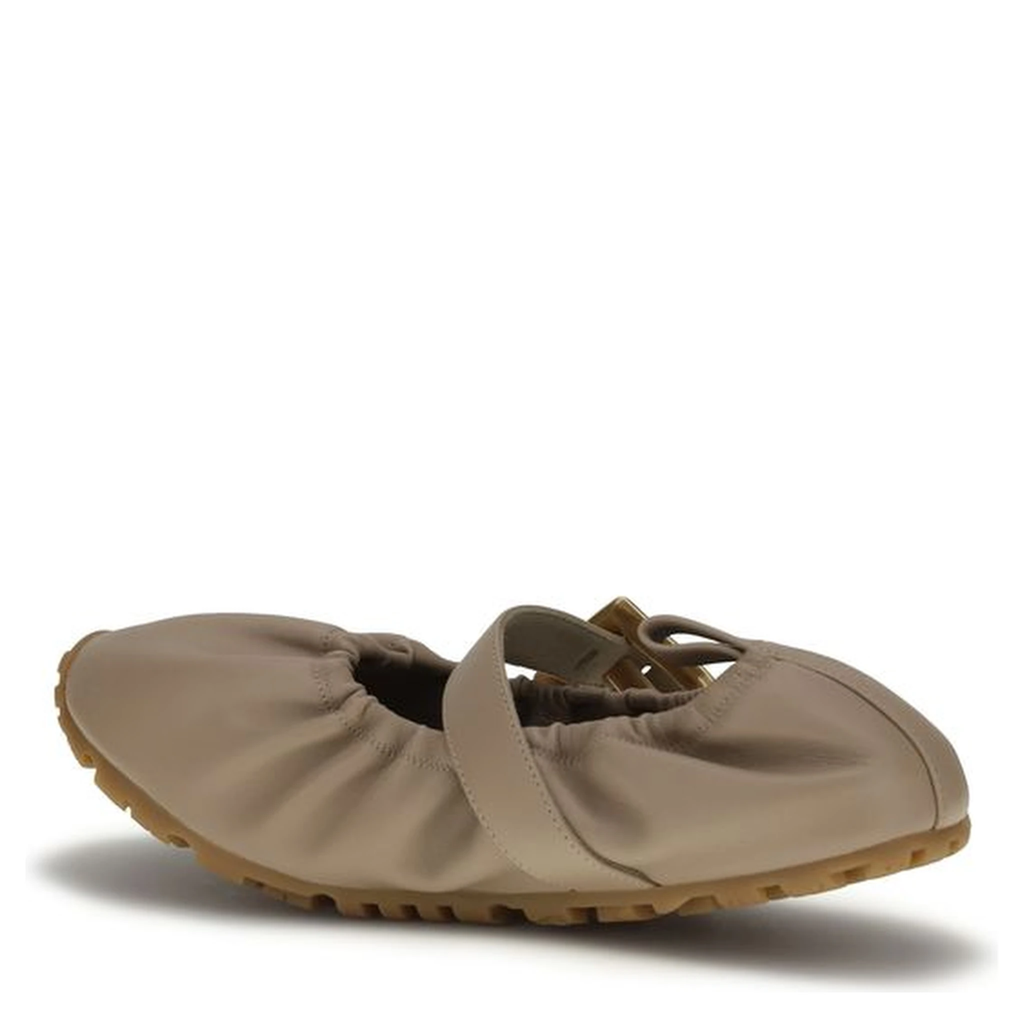 Beige Calf Leather Bos Taurus Ballet Flats