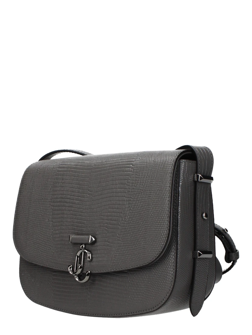 Gray Leather Crossbody Bag