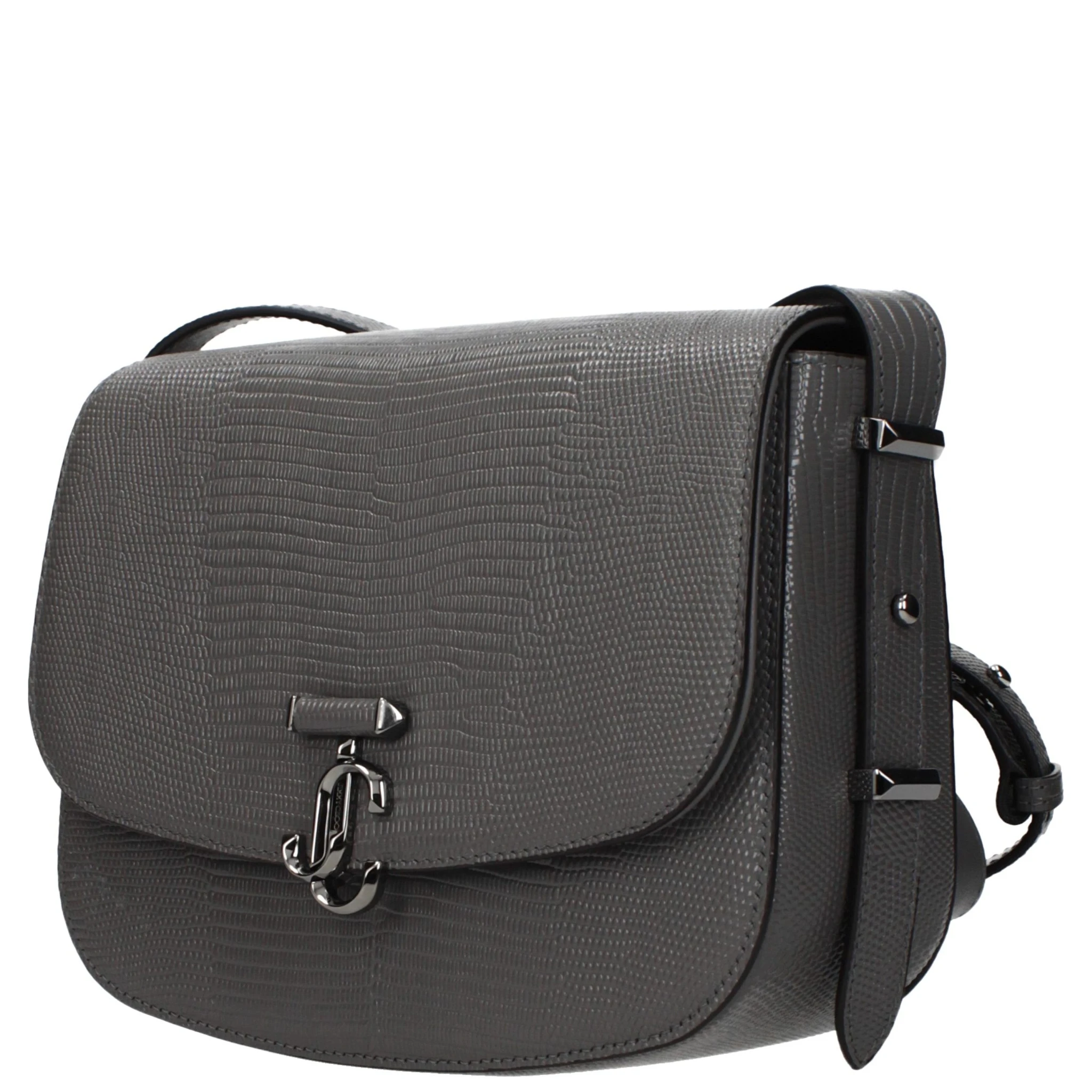 Gray Leather Crossbody Bag