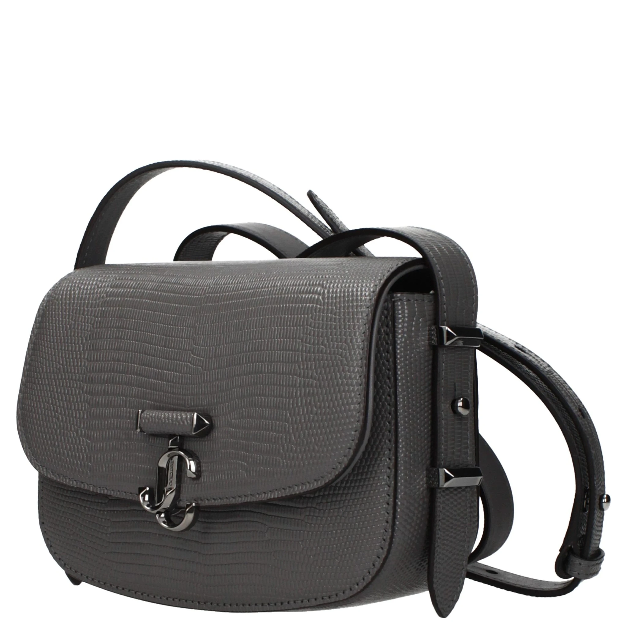 Gray Leather Shoulder Bag