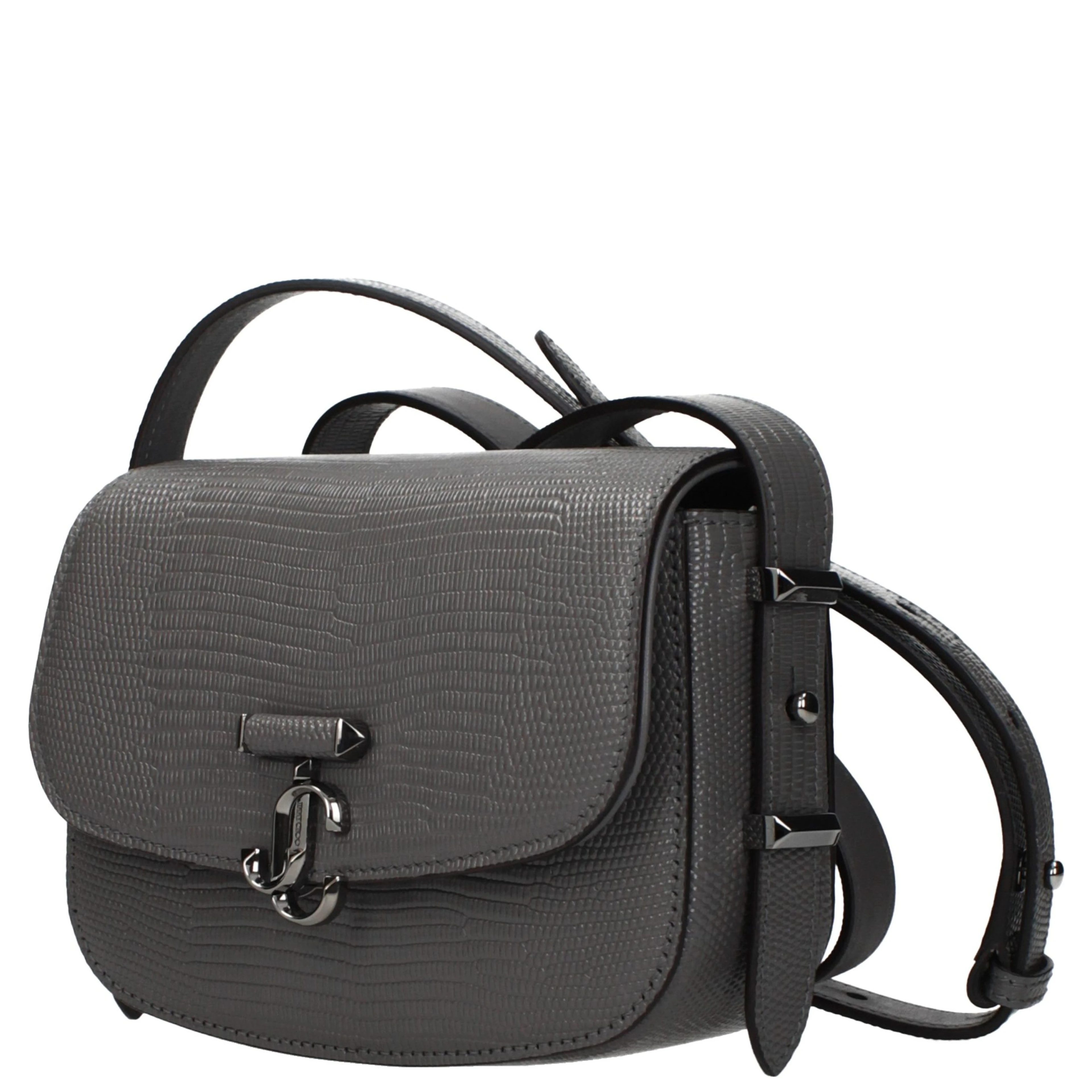 Gray Leather Shoulder Bag