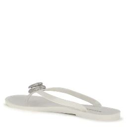 White Rubber Flat Sandals