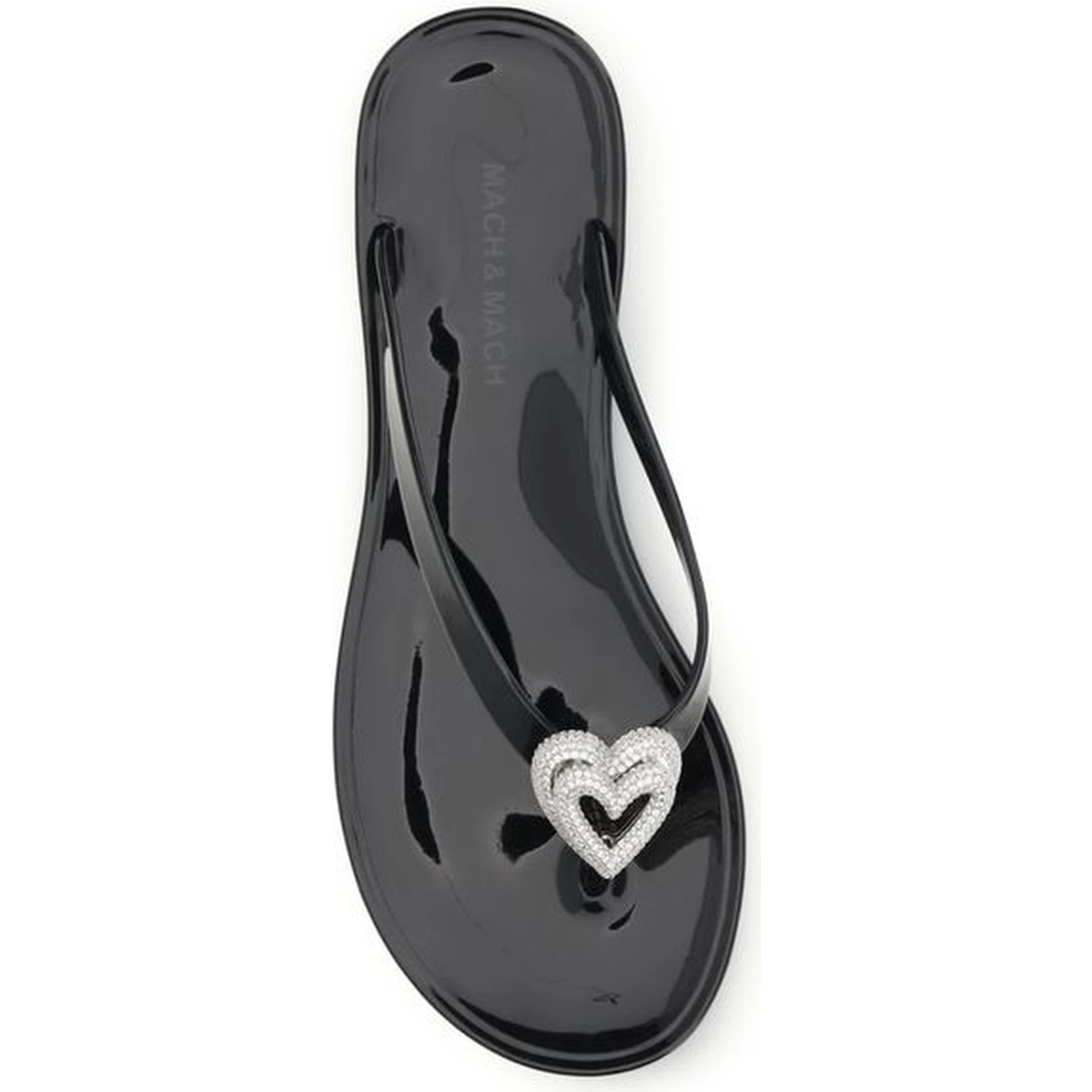 Black Rubber Flat Sandals