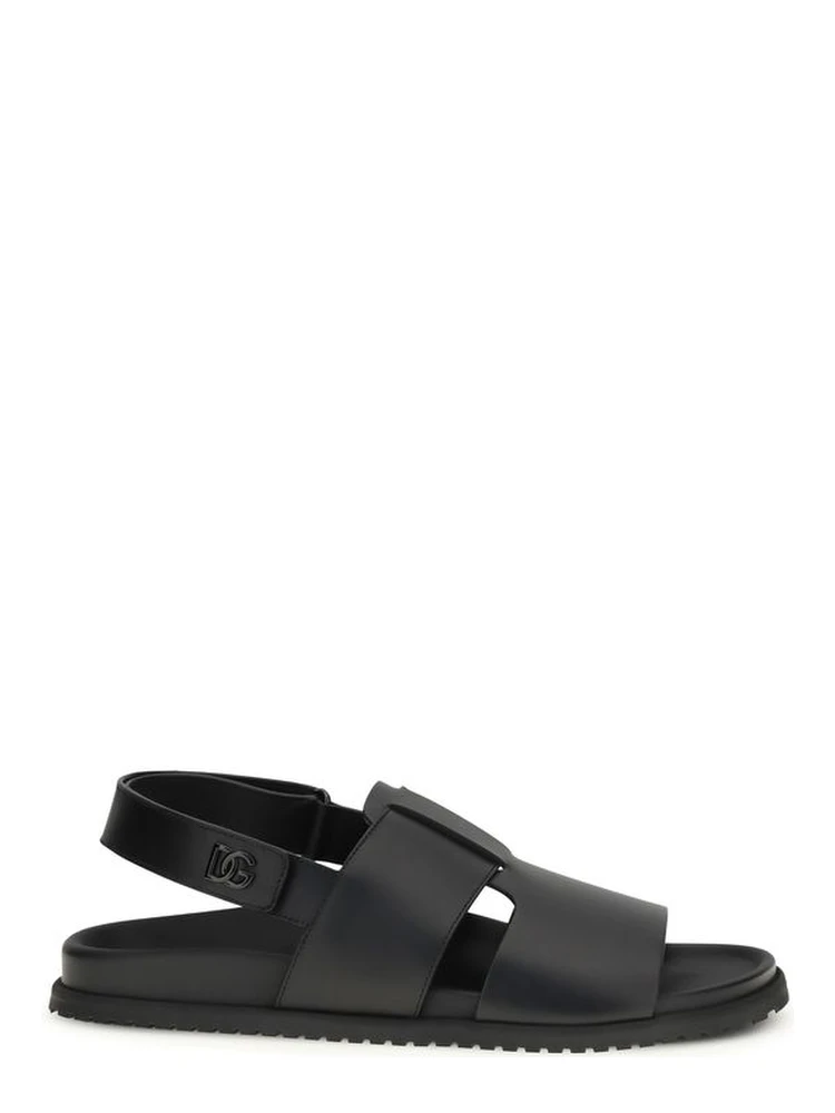 Black Calf Leather Bos Taurus Sandals