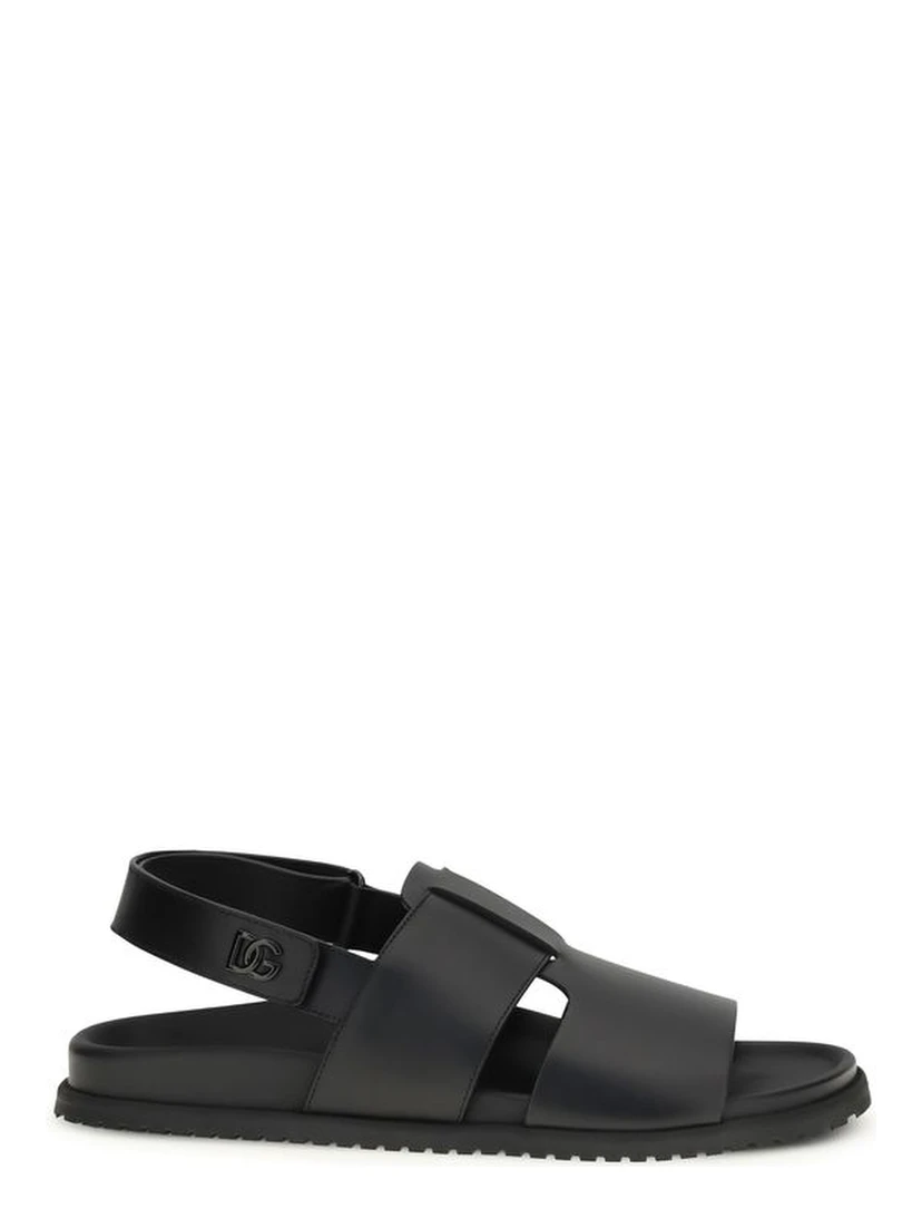 Black Calf Leather Bos Taurus Sandals