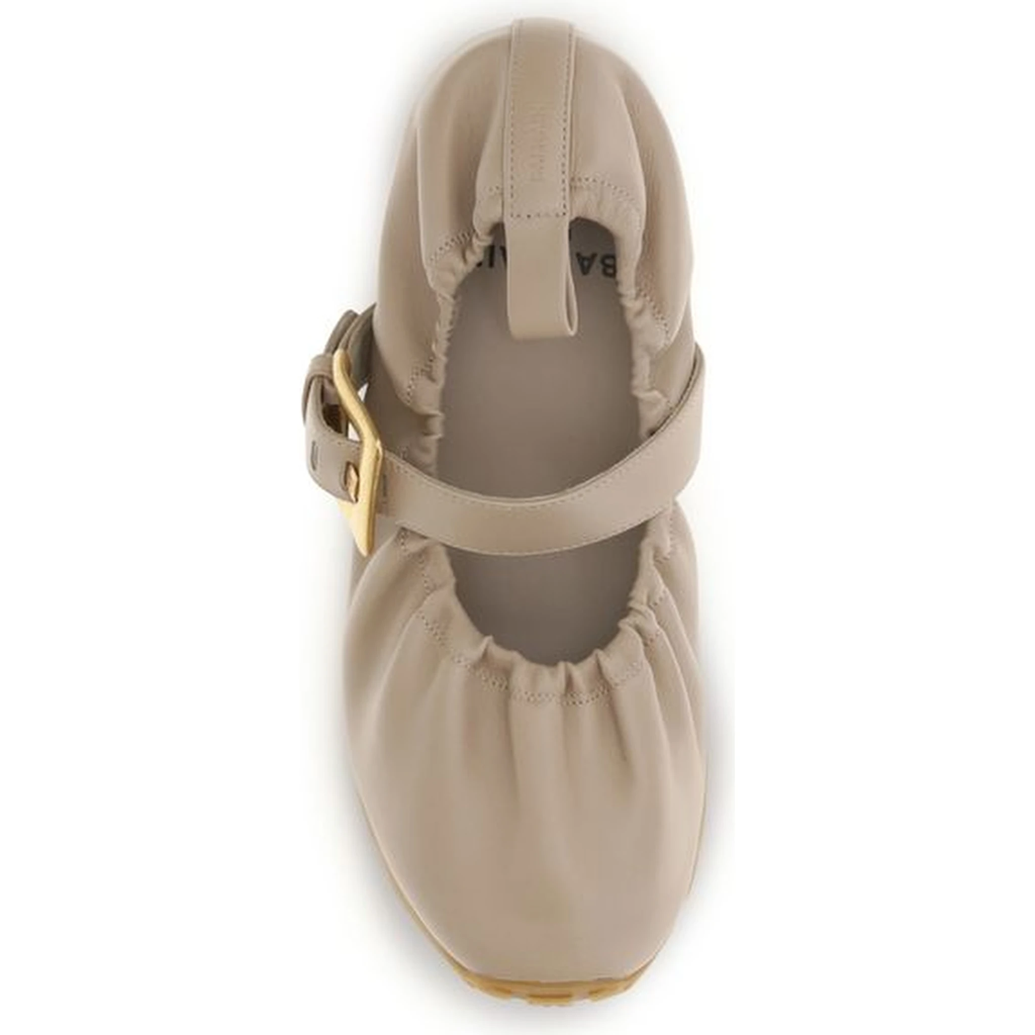 Beige Calf Leather Bos Taurus Ballet Flats