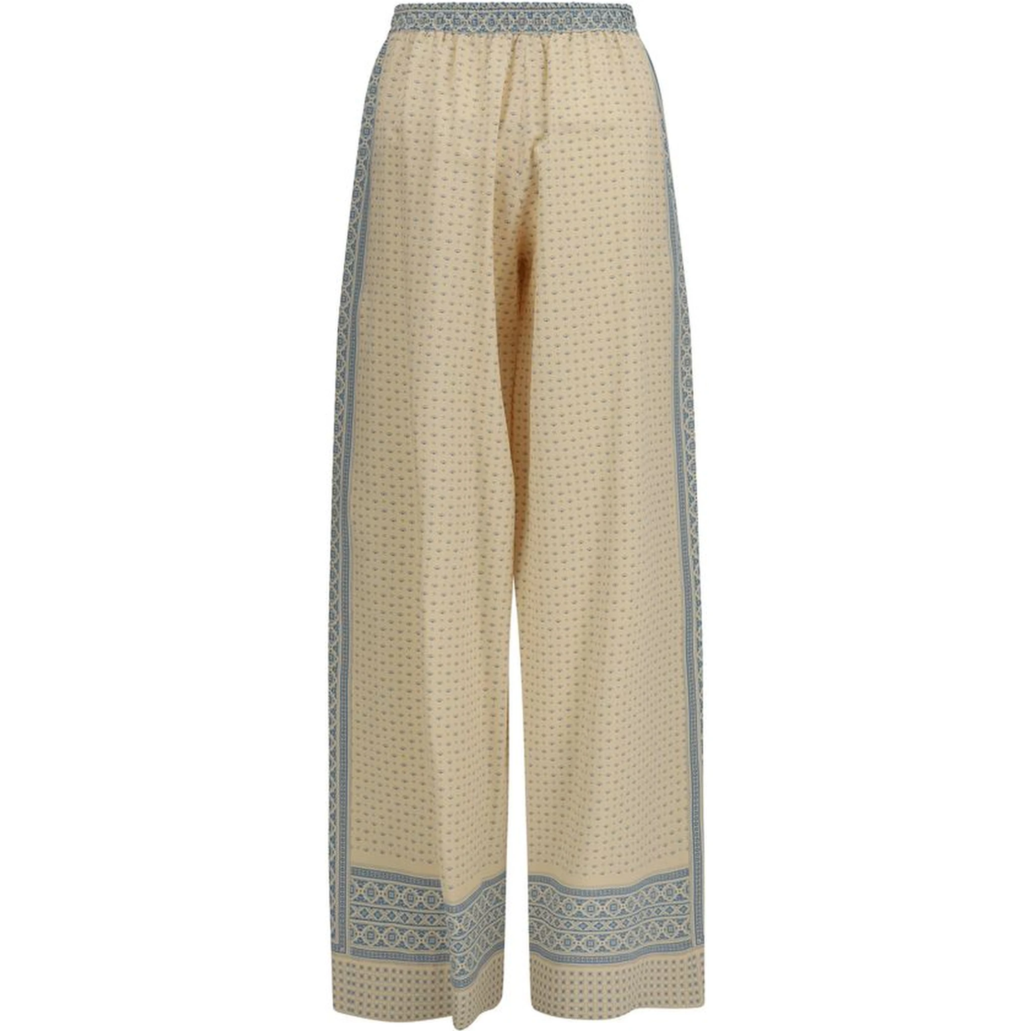 Beige Silk Casual Pants
