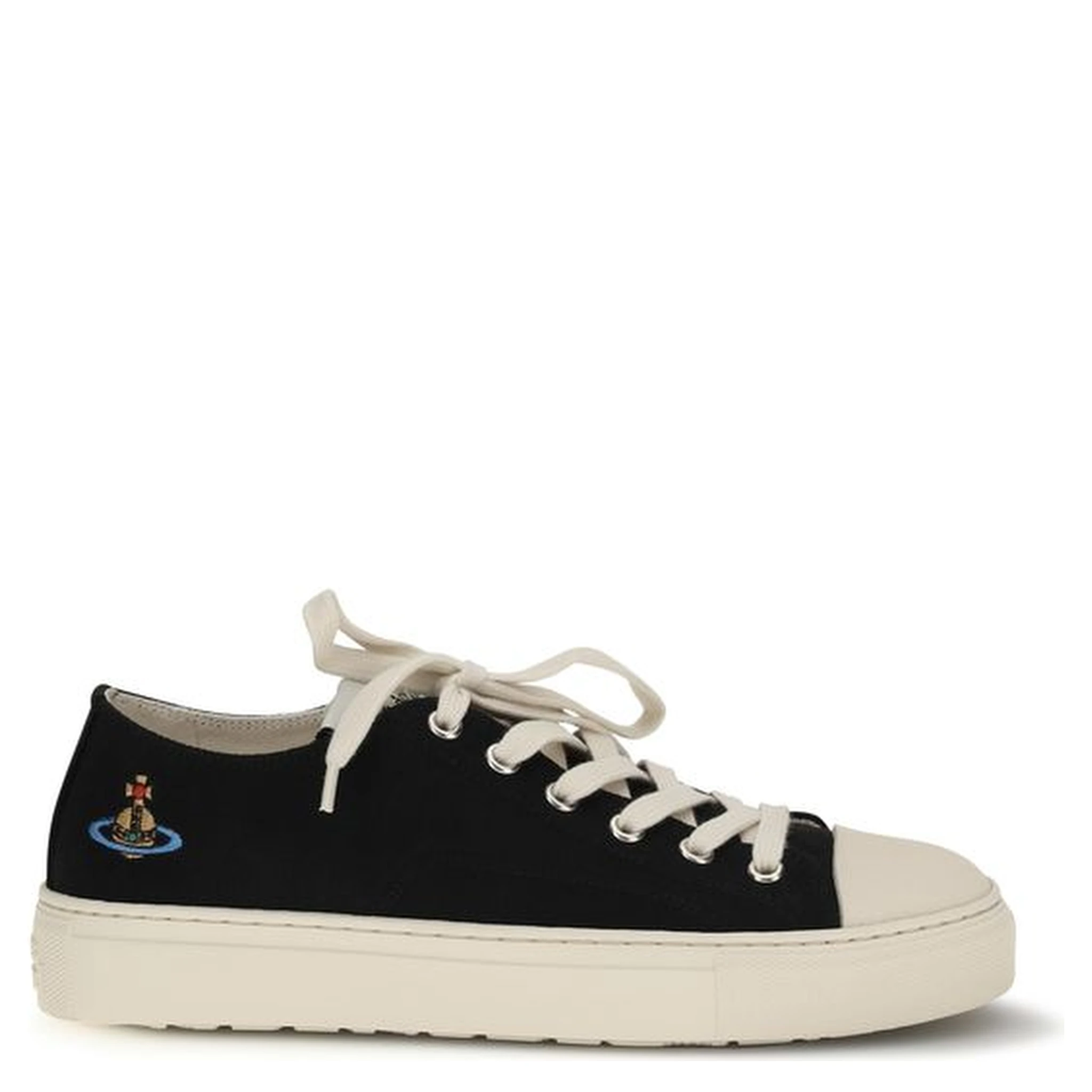 Black Fabric Low Top Sneakers