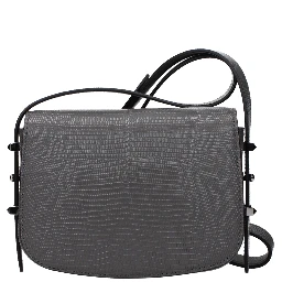 Gray Leather Shoulder Bag