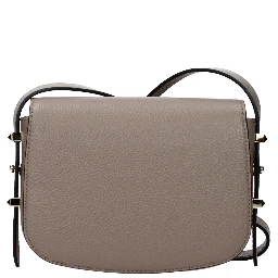 Gray Leather Crossbody Bag