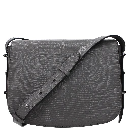 Gray Leather Crossbody Bag