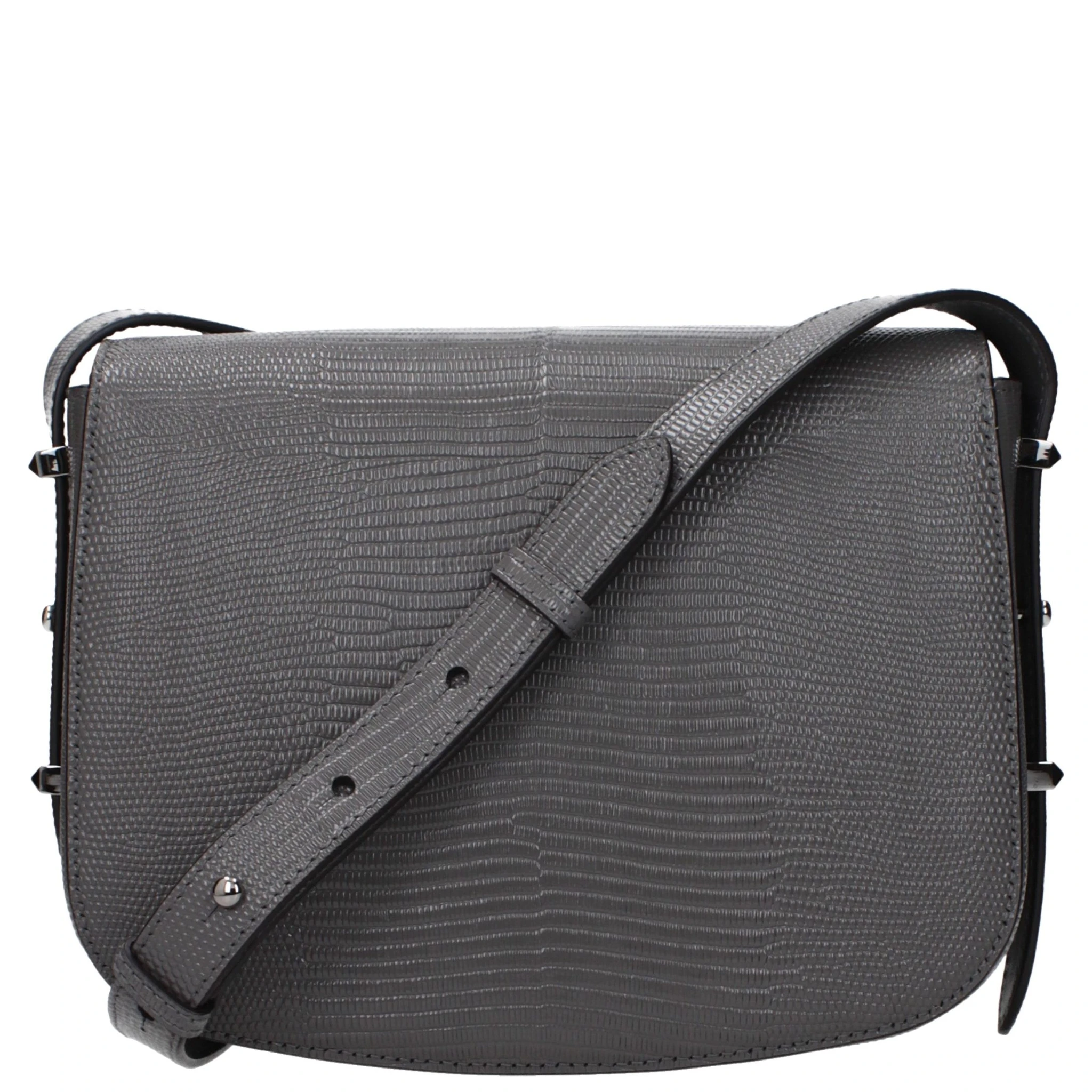 Gray Leather Crossbody Bag