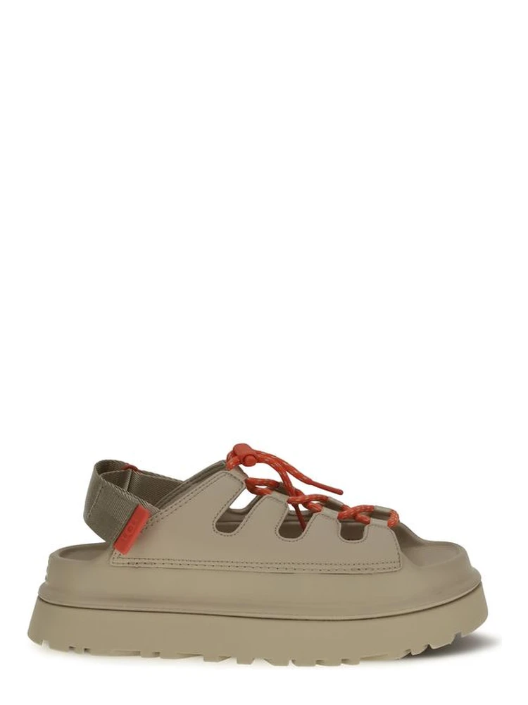 Beige Polyurethane Platform Sandals