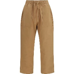 Beige Cotton Casual Pants