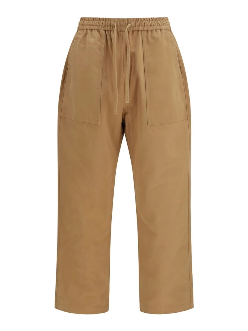 Beige Cotton Casual Pants