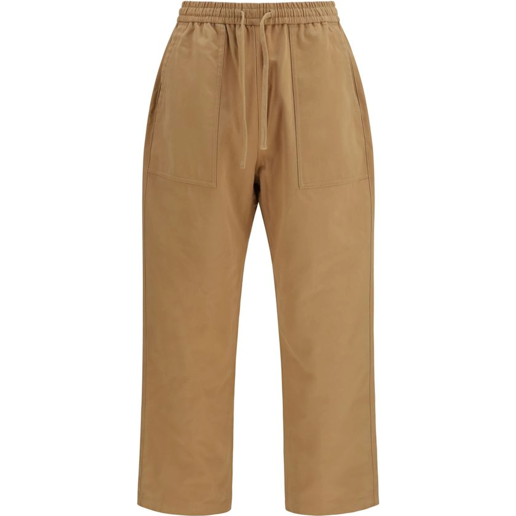 Beige Cotton Casual Pants