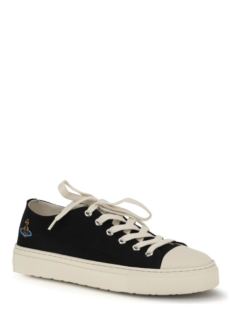Black Fabric Low Top Sneakers