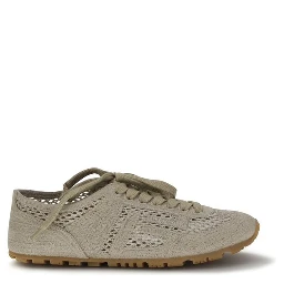 Beige Cotton Athletic Sneakers