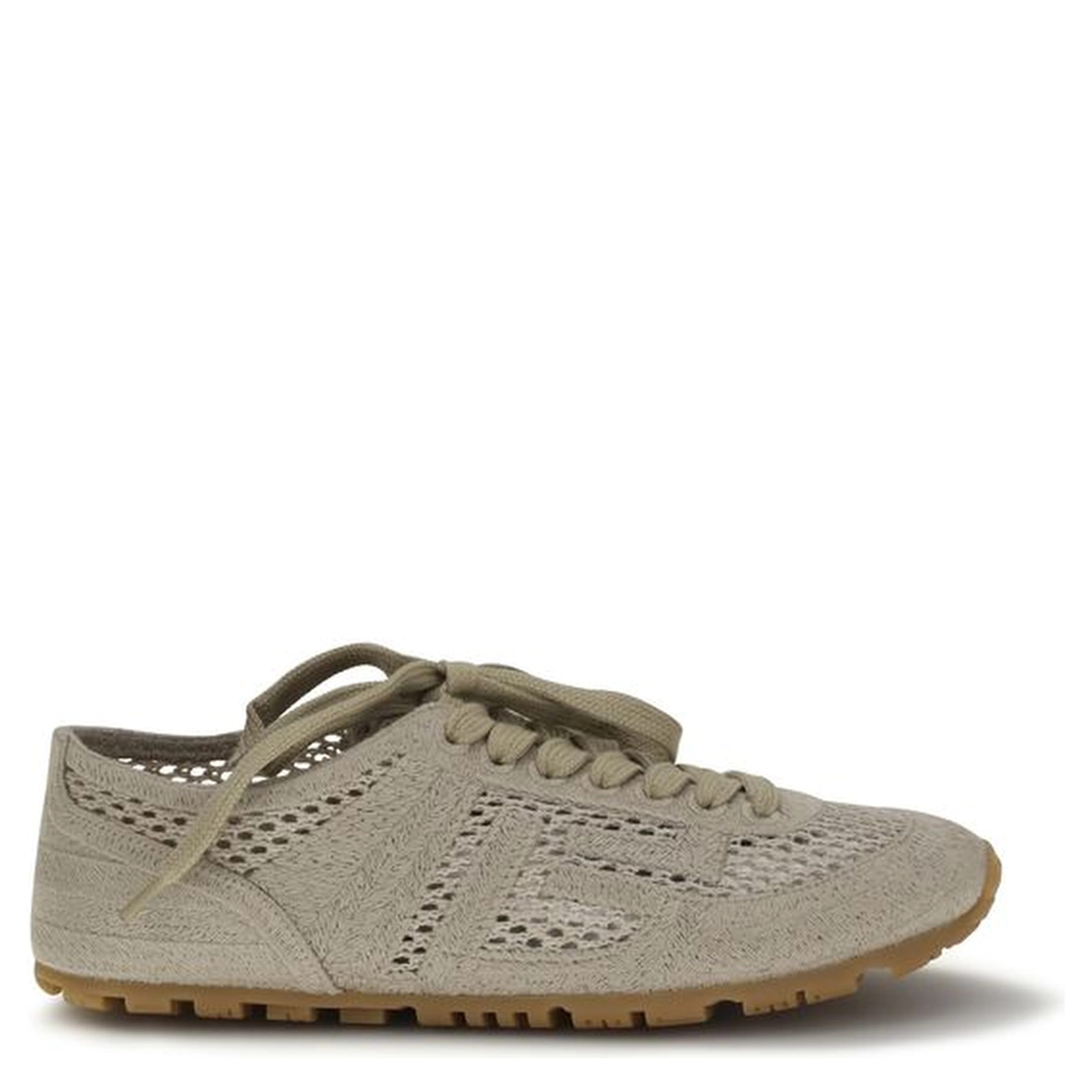 Beige Cotton Athletic Sneakers