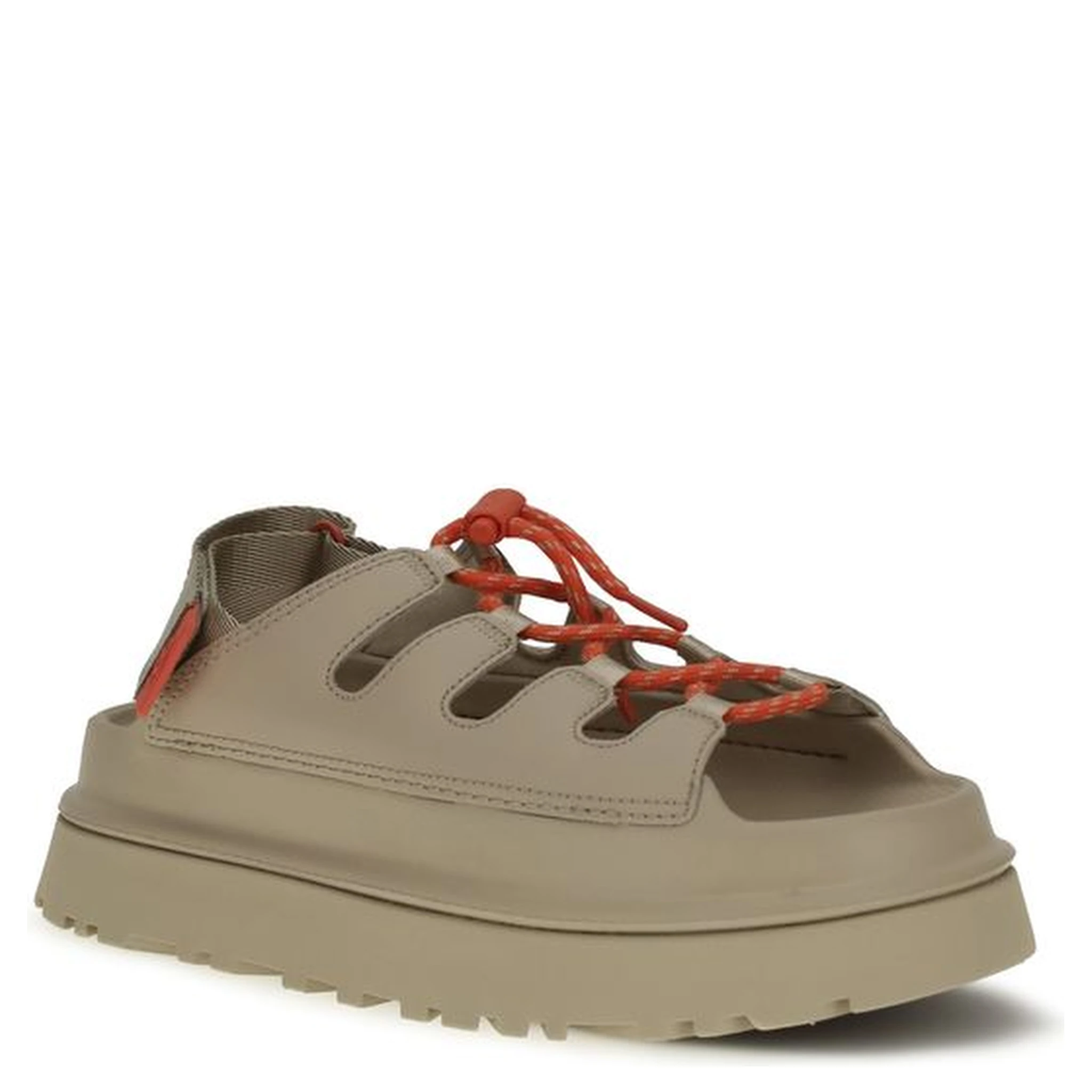 Beige Polyurethane Platform Sandals