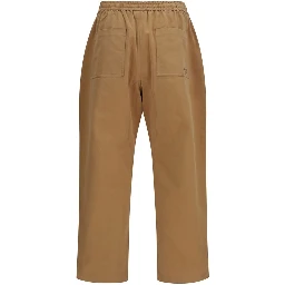 Beige Cotton Casual Pants