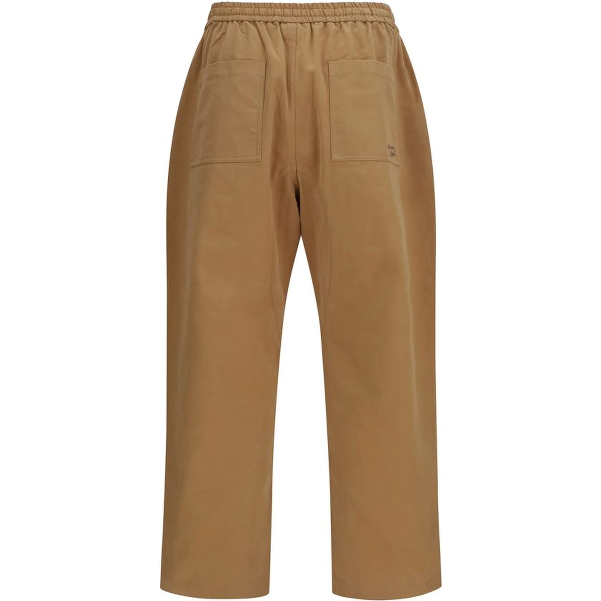 Beige Cotton Casual Pants