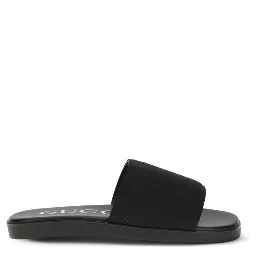 Black Fabric Flat Sandals