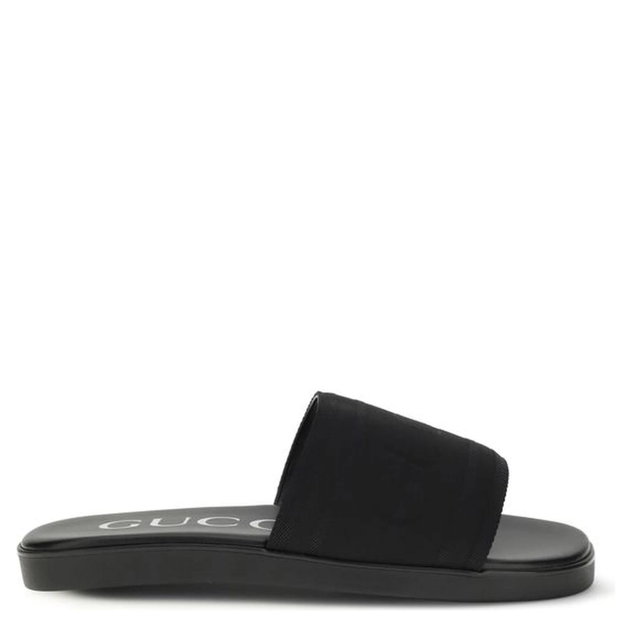 Black Fabric Flat Sandals
