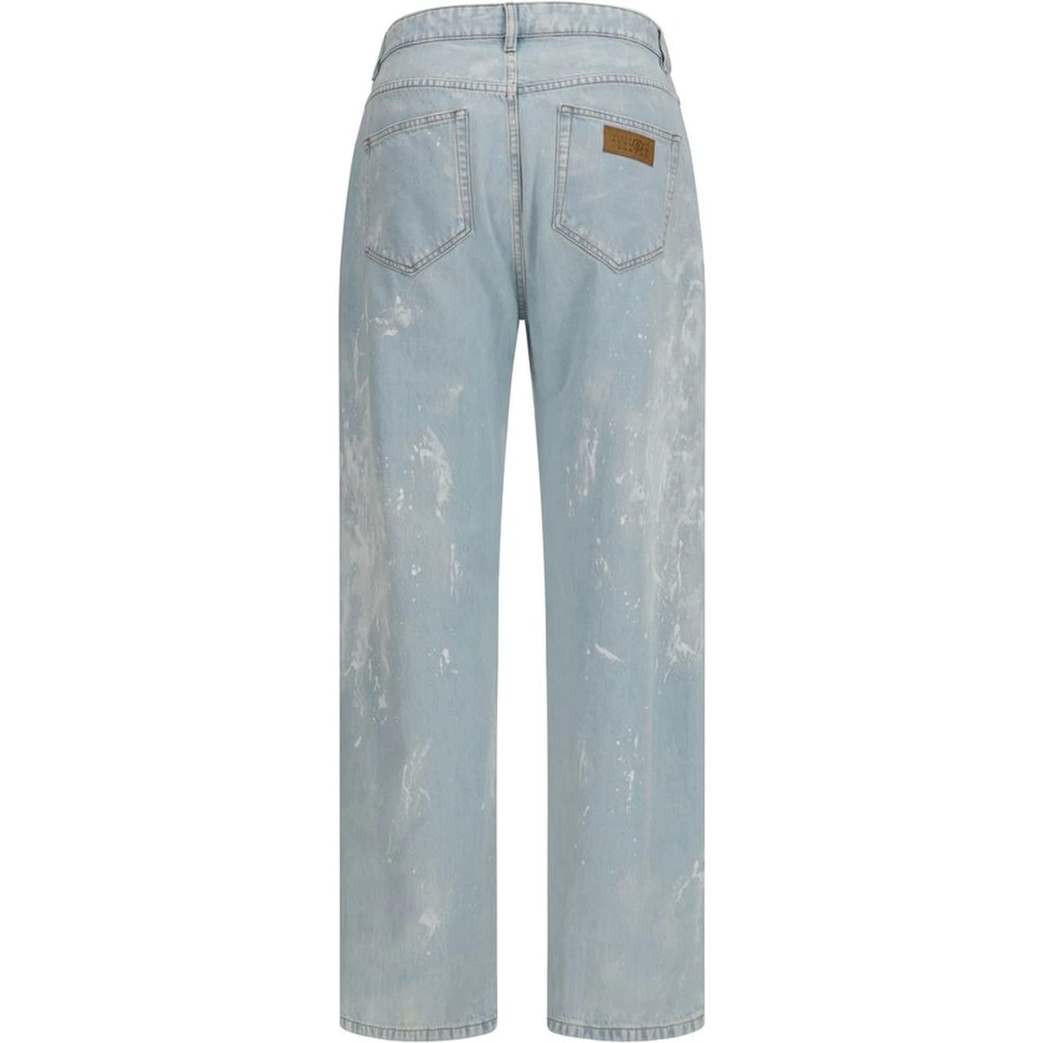 Blue Cotton Straight-Leg Jeans