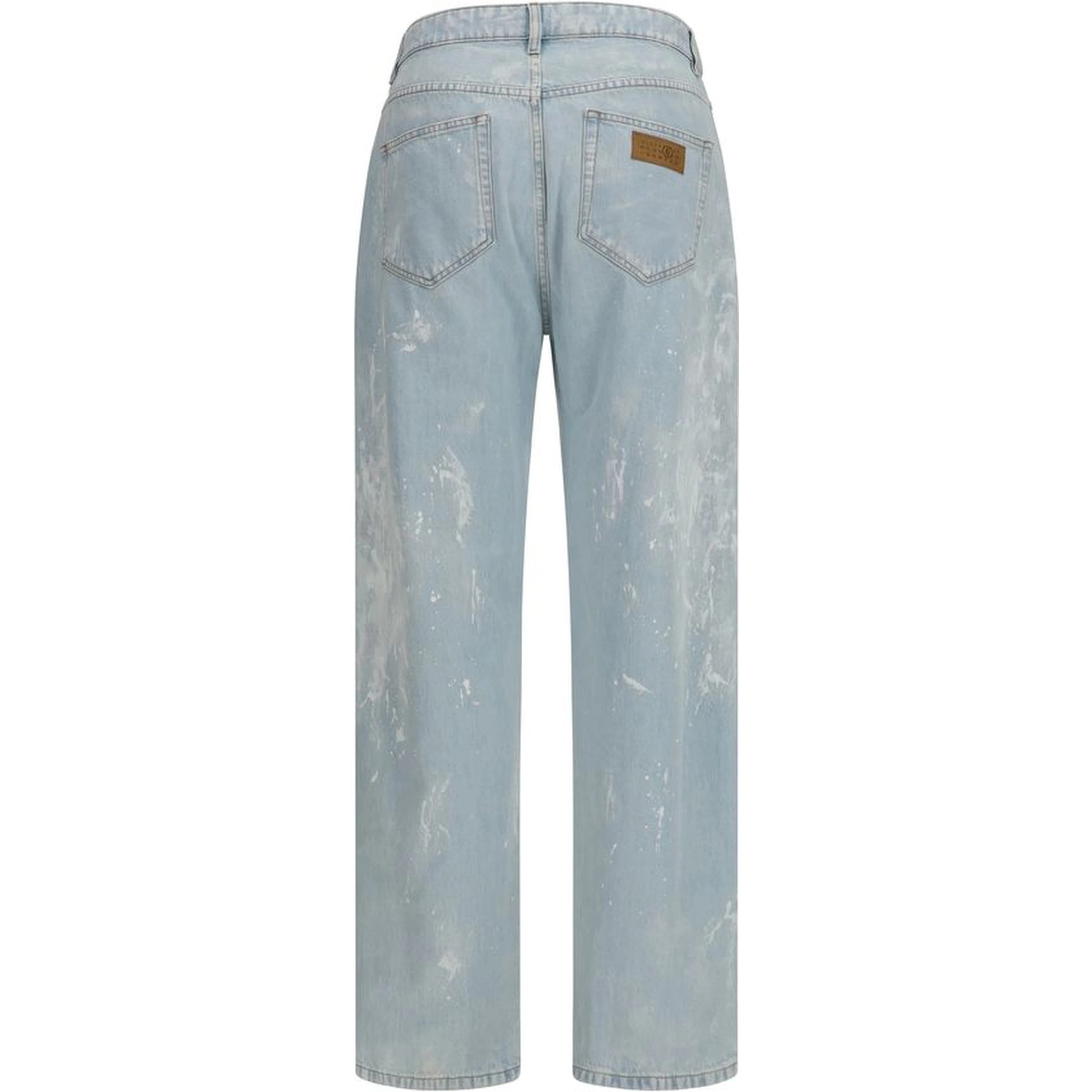 Blue Cotton Straight-Leg Jeans