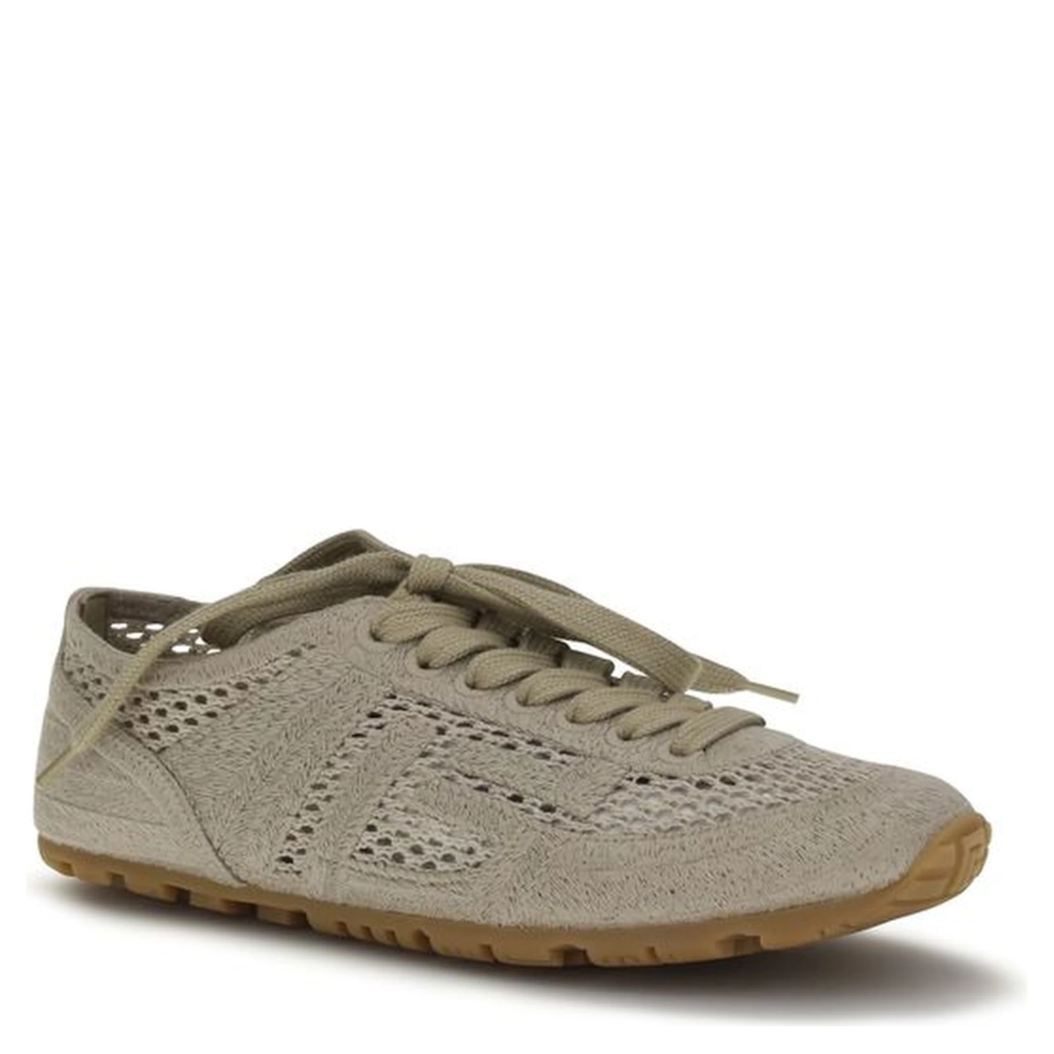 Beige Cotton Athletic Sneakers